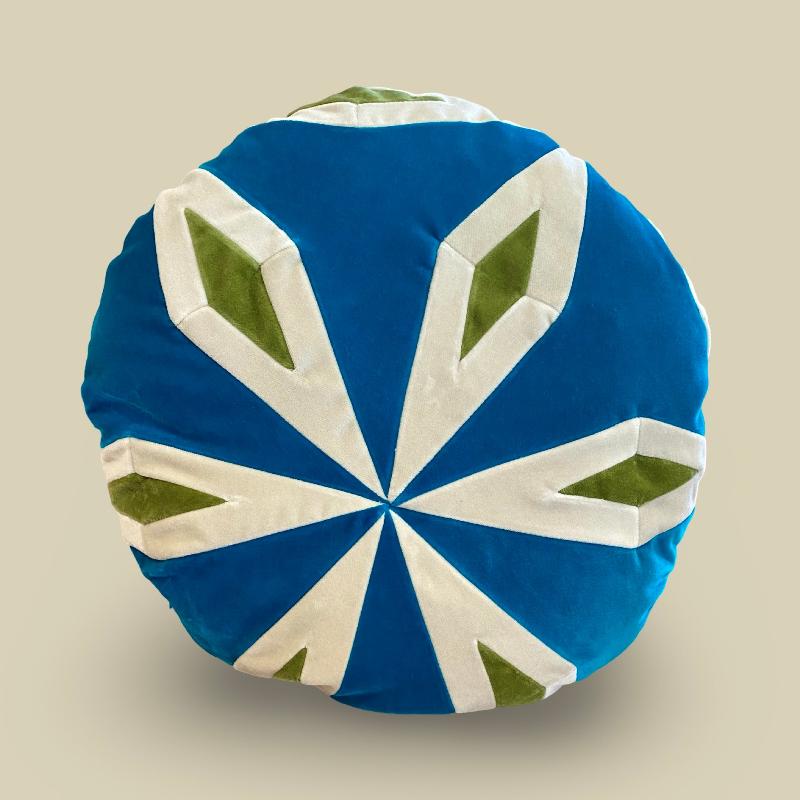 Christina Lundsteen Joanna Pillow, Turquoise/Dusty Wht/Leaves