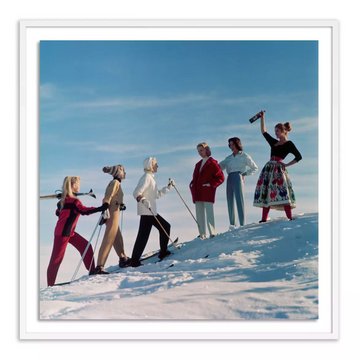 Skiing Party, White Framed Maple