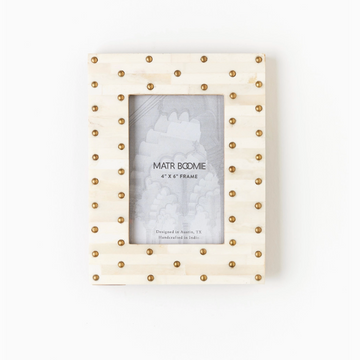 Picture Frame, Carved Bone/Brass Studs, 4x6
