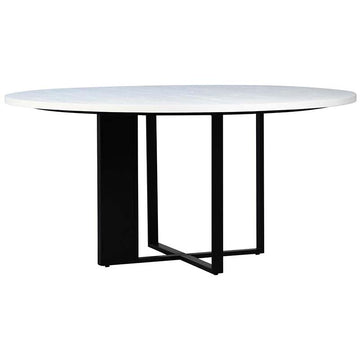 Hizon Round Dining Table, Oak+Metal, White/Gun Metal