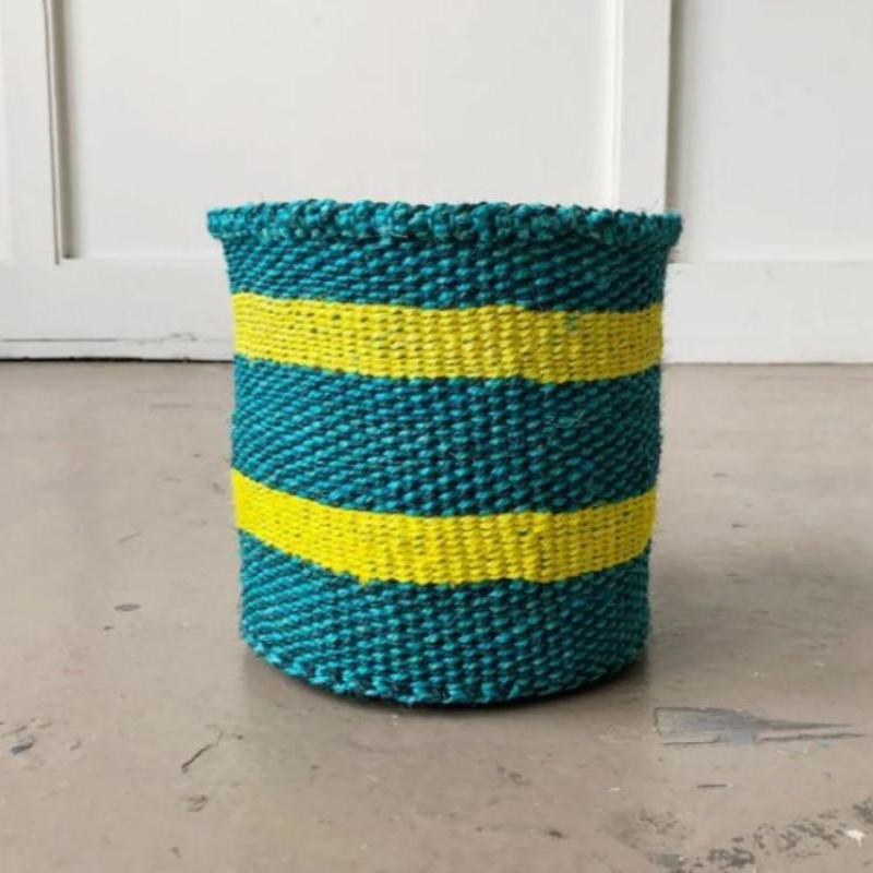 Turquoise Dreams Basket, Yellow Stripe