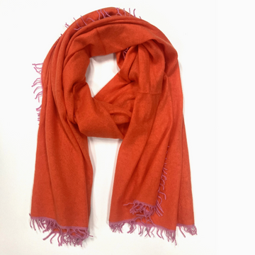 Pure Cashmere Felted Scarf, Orange/Pink