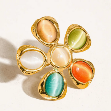 Stephane 18K Vintage Stone Floral Ring