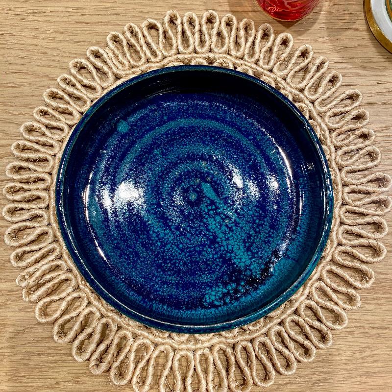 Locally Made Pottery Bowl, Blue, Set of 7