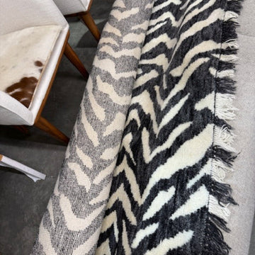 Anthro Wool Rug, Ivory/Black/Gray, 8'6x12