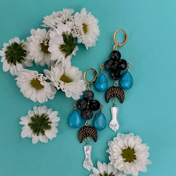 Lilia Earrings, Snow Flake Obsidian