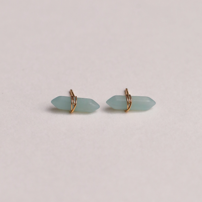 Mineral Point Earrings, Amazonite/Gold