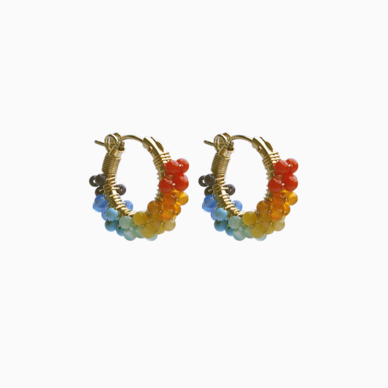 Rainbow Signature Spiral Hoop Earrings, 14k Gold Fill/Rainbow