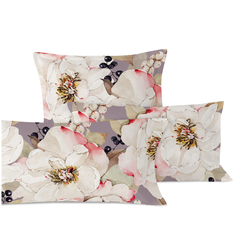 White Peonies Pillow Cover, Set of 2, Queen