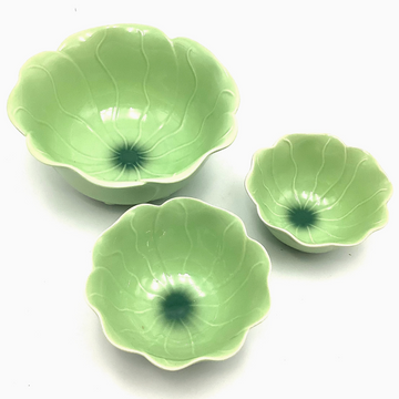 Green Leaf Nesting Bowls, Set of 3