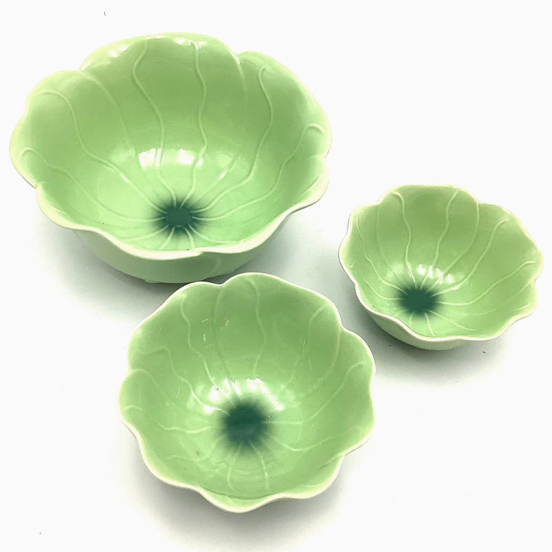 Green Leaf Nesting Bowls, Set of 3