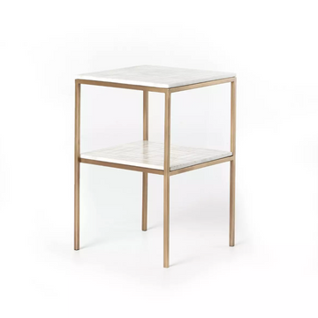 Piet Marble End Table, Antique Brass
