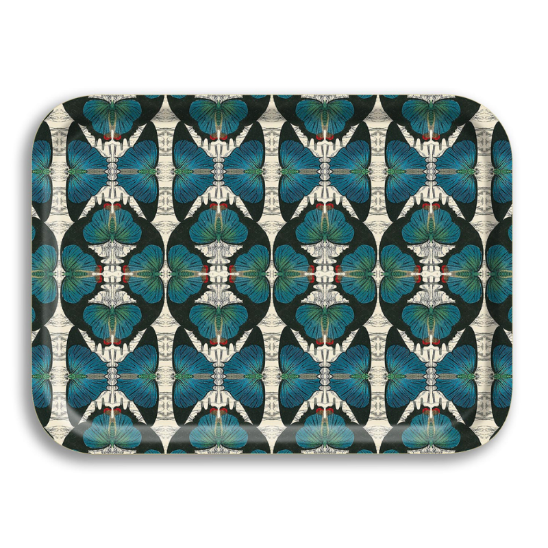 Blue Butterfly Small Birch Wood Tray