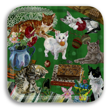 Les Chats Birch Wood Tray, 12.6
