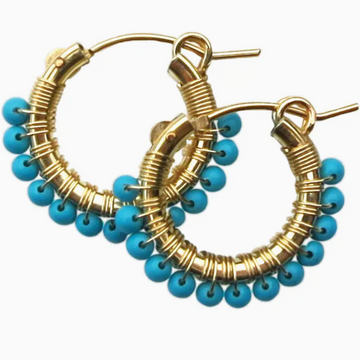 Small Signature Wrap Hoop Earrings, 14k Gold Fill/Turquoise