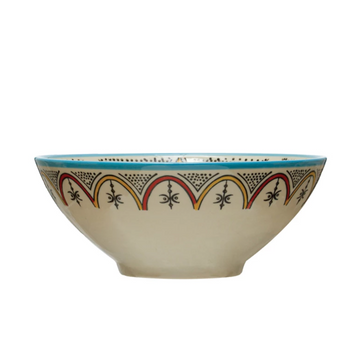 Hand-Painted Stoneware Bowl, Multi Color