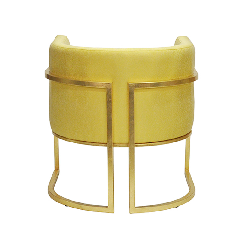 Gold Leaf Framed Barrel Chair, Citron