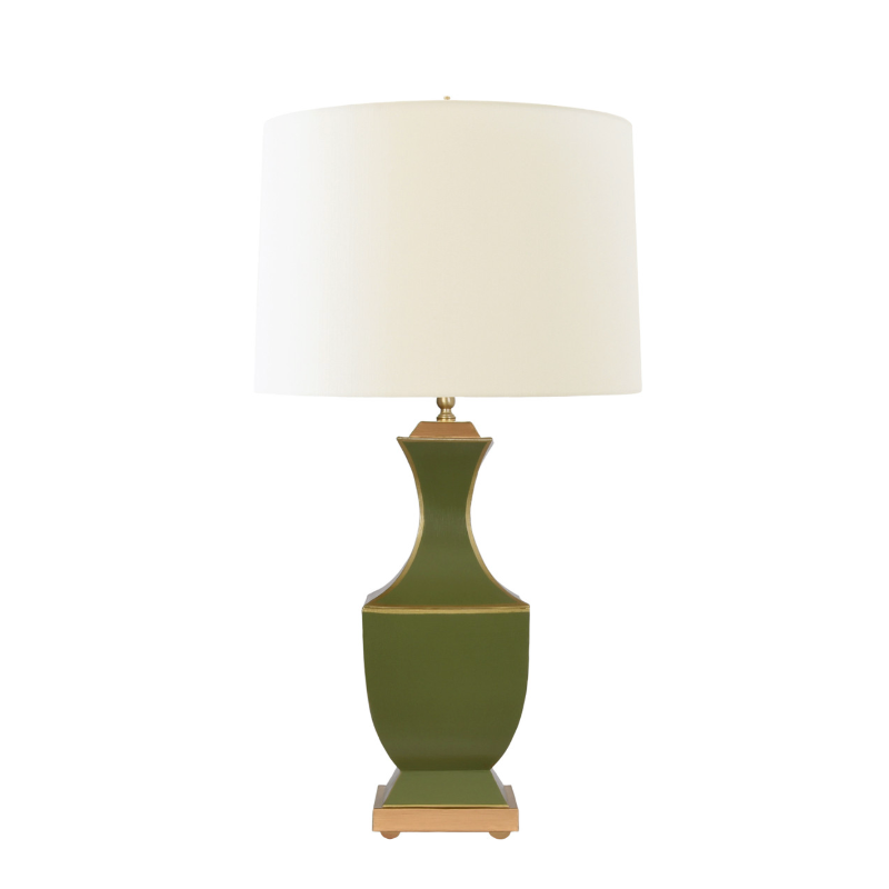 Hand Painted Tole Table Lamp, Olive/Gold