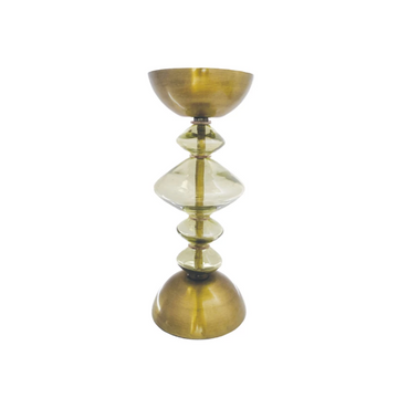 Blown Glass & Brass, Pillar Candle Holder