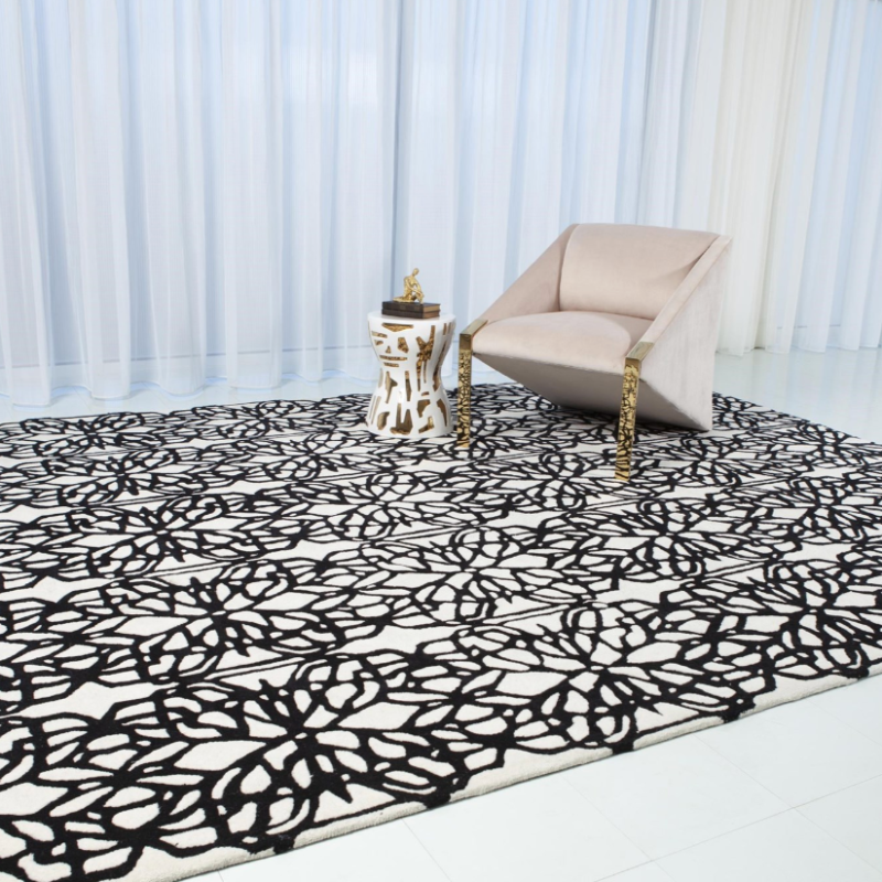 Mini Moth Rug, Ivory/Black