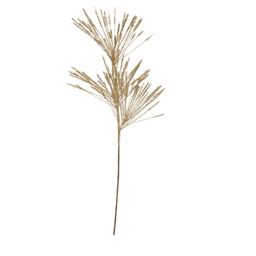 Faux Long Needle Pine Spray w/Glitter, Champagne