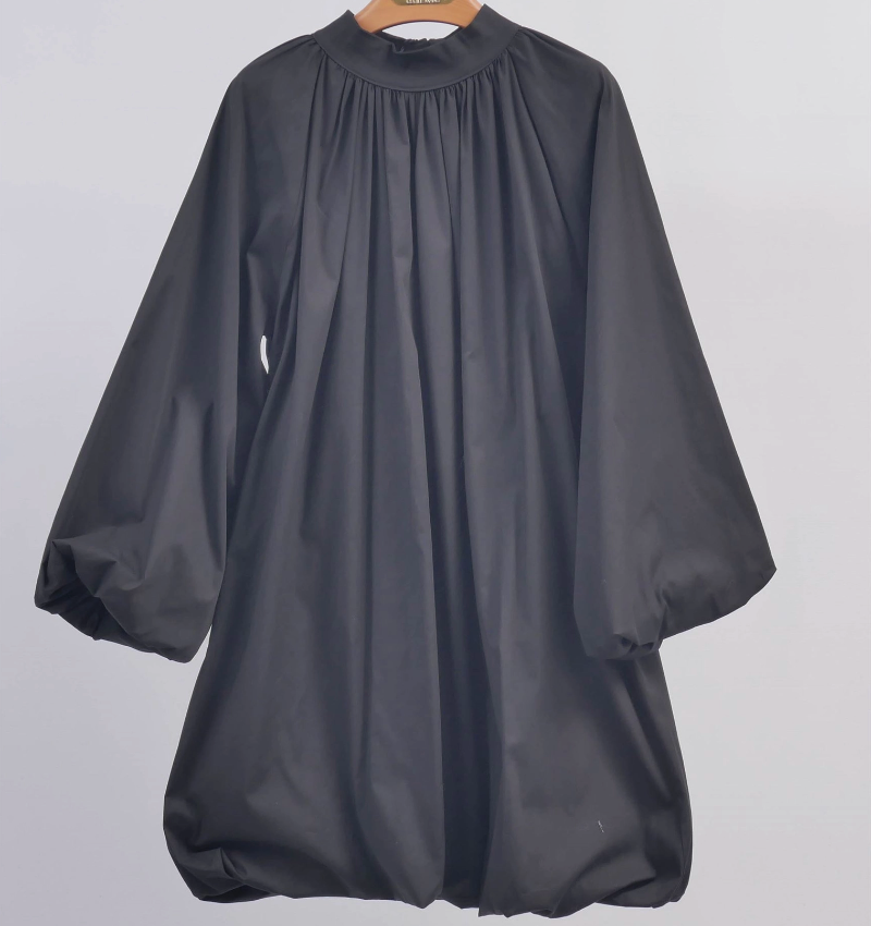 Puff Dress with High Collar