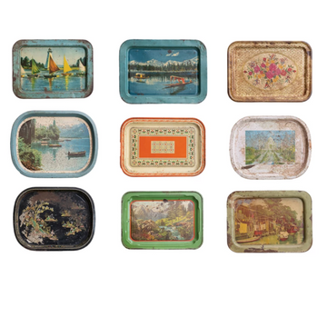 Found Decorative Metal Tray, Distressed