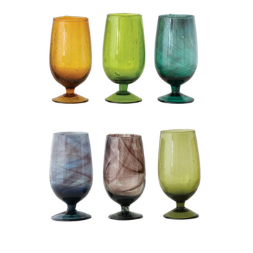 Hand-Blown Stemmed Drinking Glass