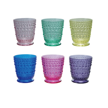 Acrylic Footed Drinking Glass, Raised Dots, 6 Colors