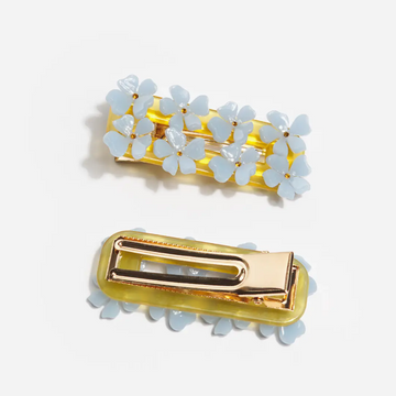 Flower Alligator Hair Clip, Light Blue
