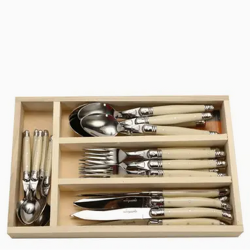 Jean Dubost 24 Pc Flatware Set, Ivory