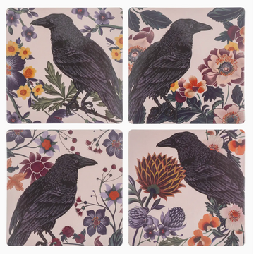 Crow Cork Coasters, Set of 4