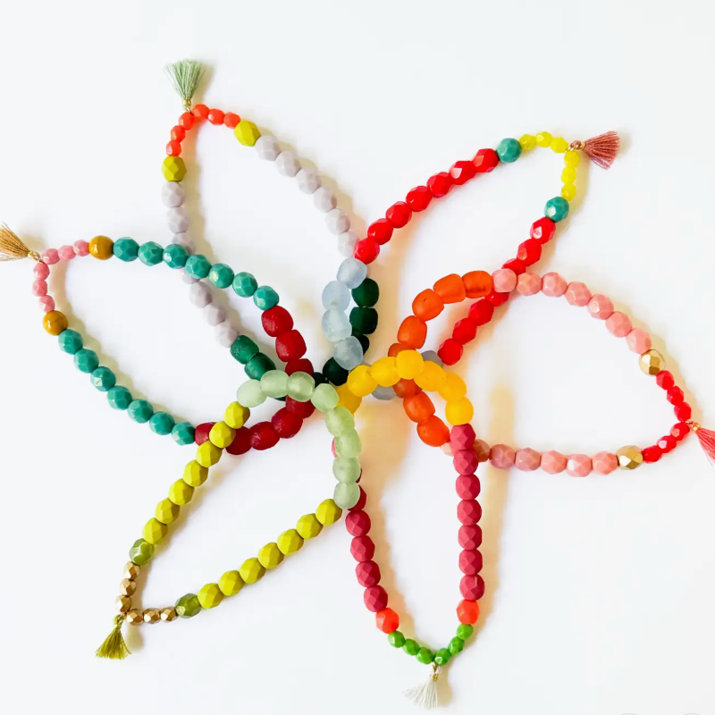 Multicolor African Glass & Mixed Bead Bracelet