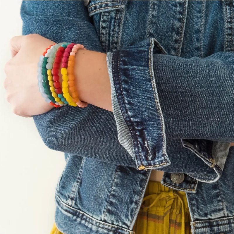 Multicolor African Glass & Mixed Bead Bracelet