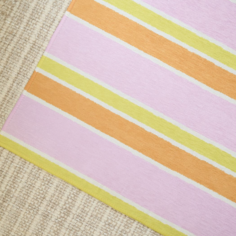 Striped Pink/Orange Floor Mat, 2x3