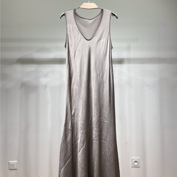 Satin Tank Dress, Taupe