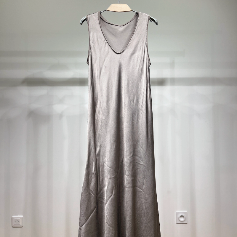 Satin Tank Dress, Taupe