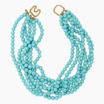 Six Strand Necklace, Turquoise Colored Beads