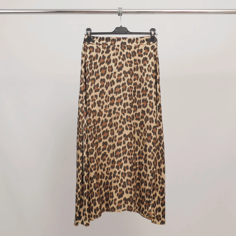 Leopard Print Satin Skirt