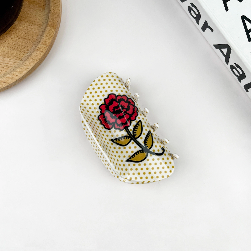 Flower w/Yellow Dots Claw Clip
