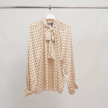 Polka Dot Satin Blouse, Lavalliére Collar