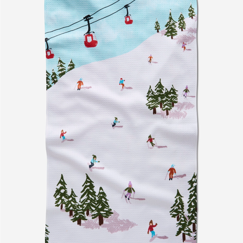 Winter Ski Trip Tea Towel