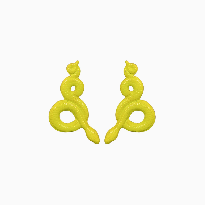 Lime Viper Snake Earrings