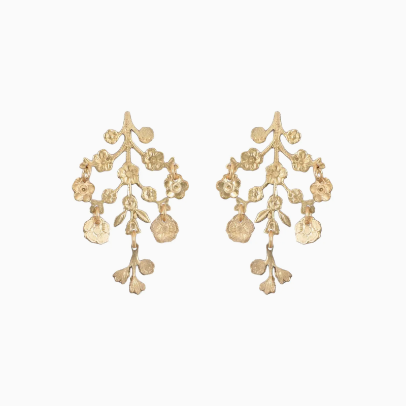 Petite Jardiniere Leaf Flower Garden Earrings