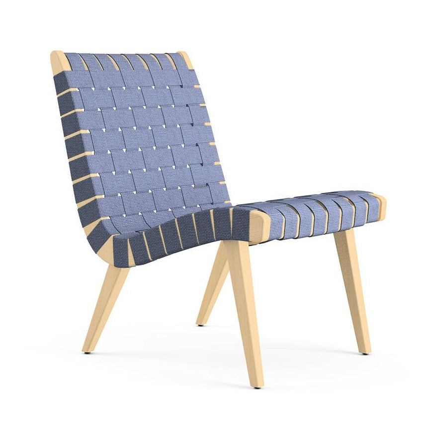 Risom Armless Lounge Chair, Maple, Steel Blue