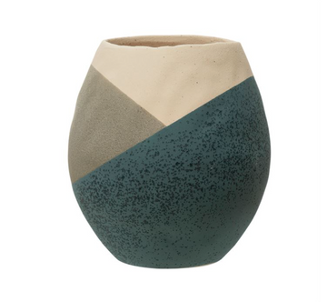 Hand-Painted Stoneware Planter, Multi Color