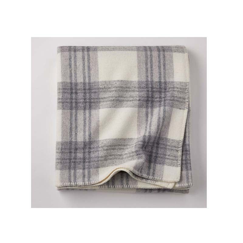 Legend Wool Plaid Blanket, Cream/Grey, F/Q