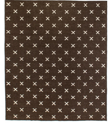 Nomad Collection, Brown with Cream Cross Pattern, 8X10