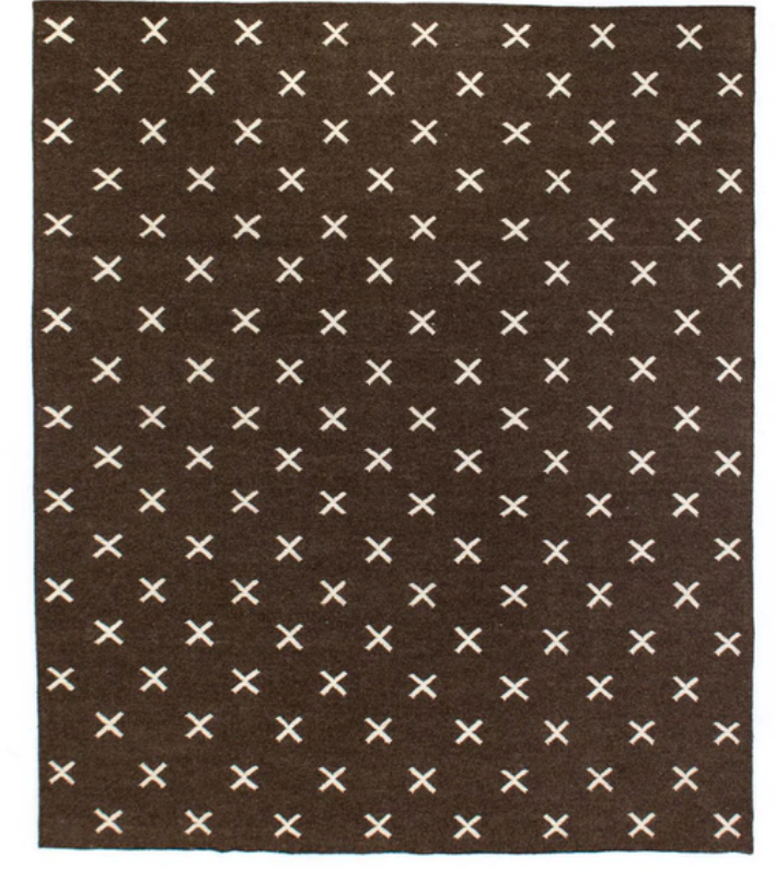 Nomad Collection, Brown with Cream Cross Pattern, 8X10