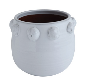 Terracotta Planter, White with Freeform Baubles